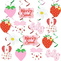 trawberry Berry Sweet Party Hanging Swirl Decor, Summer Fruit Strawberry Theme Party Ceiling Streamers