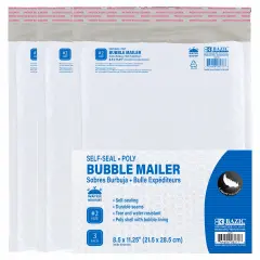 BAZIC Poly Bubble Mailer (#2) 8.5" x 11.25" (3/Pack)