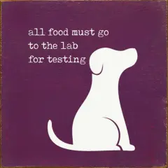 Food Testing Lab Sign - Solid Knotty Pine, Farmhouse Style Decor Purple-White