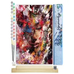 Figured'Art Paint by Numbers Kit for Adults Abstract Female Face 16"x20" - Craft Art Painting Rolled Canvas with DIY wooden frame