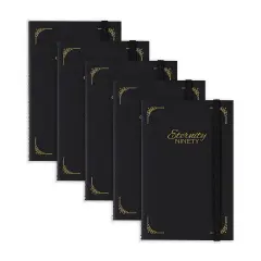New York Central Eternity Ninety Flat Book- 5.5x8.5" Sketch Watercolor Journal, 5 Pack- Black Soft Paperback- Watercolor Sketchbook w/ Elastic Band, 50 Total Sheets 100% Cotton, 90 lb Cold-Pressed