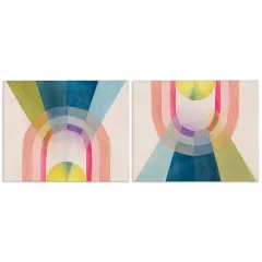 Stupell Industries Retro Pastel Structured Shapes 2pc Canvas Wall Art Set Design by Grace Popp 