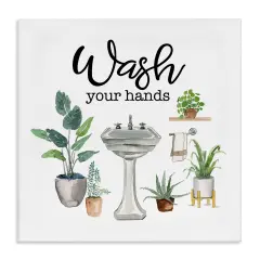 Stupell Industries Hygiene Phrase with Plants Canvas Wall Art Design by Masey St. Studios