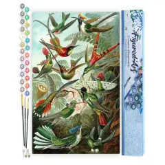 Figured'Art Paint by Numbers for Adults All the Birds 16"x20" - Craft Art Painting DIY Kit Rolled Canvas without frame