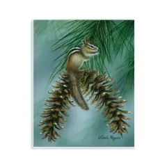 Stupell Industries Chipmunk Pine Cone Perch Wall Plaque Art Design by Valerie Rogers