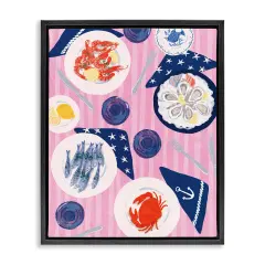 Stupell Industries Seafood Plates Table Floater Framed Canvas Wall Art Design by Be Ni La