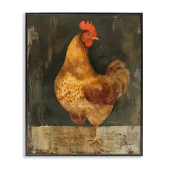 Stupell Industries Chicken on Rustic Background Framed Giclee Wall Art Design by LSR Design Studio