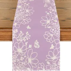 Bloom Flowers & Butterfly Table Runner &ndash; Seasonal Spring & Holiday D&eacute;cor for Dining & Kitchen Purple