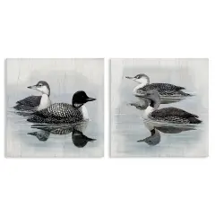 Stupell Industries Four Loons in Lake 2pc Canvas Wall Art Set Design by Susan Jill