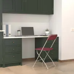 Emma and Oliver Set of 6 Stackable Folding Plastic Chairs - 650 LB Weight Capacity Red