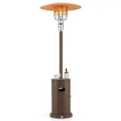 50000 BTU Round Table Design Propane Heater with Adjustable Temperature Knob Perfect for Outdoor Gatherings Brown