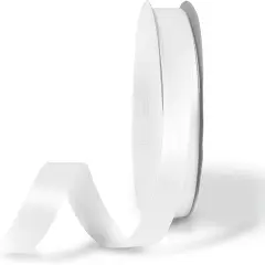 White Polyester Ribbon 5/8 Inch, 50 Yards, Single-Sided Shiny, Perfect for DIY Crafts, Wedding Decoration, Gift Wrapping and Flower Art