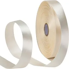 Ivory Ribbon 1 Inch, 50 Yards/roll Solid Satin Ribbon for Gift Wrapping, Bow & Eternal Flower Making, Floral Bouquets, Party Decoration.