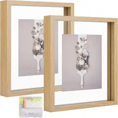 8x10 Floating Frame Set of 2,Double Glass Rustic Photo Frame for Wall Hanging