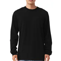 Bella + Canvas Long Sleeve T-Shirt, Men&rsquo;s Heavy Cotton Jersey Tee, Multicolor Black