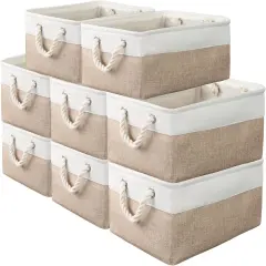 8 Pack Storage Basket Bins - Decorative Baskets Bulk Storage Box Cubes Containers with Handles