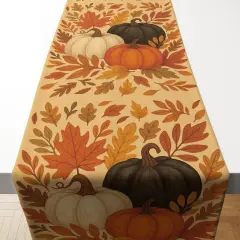 Pumpkins Leaves Table Runner - Fall Decorations