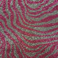 1 Yard Pink Zebra Print Sequin Mesh Fabric Multipurpose