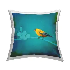 Stupell Industries Blue Modern Bird on Branch Outdoor Pillow, 18 x 7 x 18
