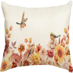 Autumn Bird Floral Decor Thanksgiving Harvest Lumbar Farmhouse Cushion Case Decoration