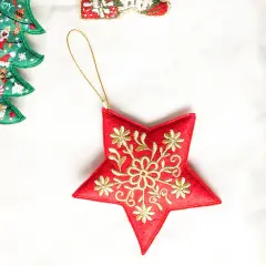 Royal Red Starburst Ornament, Set of 2