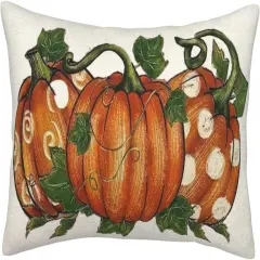 2 Orange PumpkinThrow Pillow Covers Outdoor Decor (Three Orange Pumpkin)