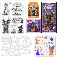 3PCS Halloween Stamps and Dies Set Layered Stencil(Halloween Themed)