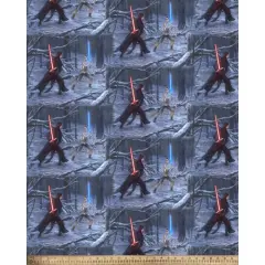 Rey Kylo Ren Lightsaber Duel Star Wars By Thomas Kinkade Licensed By David Textiles Digital Cotton Print Fabric | By the Yard | Sewing and Crafting | 44 inches wide