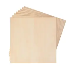 Thin Basswood Sheets, Wood Squares for Crafts 10x10, 3mm Plywood for Laser Cutting, Wood Burning (8 Pack) Brown