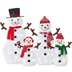 Best Choice Products 2D Lighted Snowman Family Set Outdoor Yard D&eacute;cor w/ LED Lights