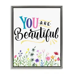 Stupell Industries You Are Beautiful Encouragement Floating Frame Design by Kim Allen