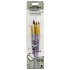 RCC 244 | Crafter's Choice&trade; 4pc Brown Taklon Filbert Brush Set
