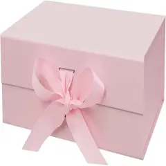 10.5"X7.5"X3.1" Pink Magnetic Gift Box with Lid and Ribbon for Presents