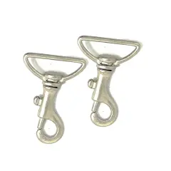 Swivel Hook Nickel Plated Zinc Base Push Down on Side 2 Inches Long 1.5 Inch Loop