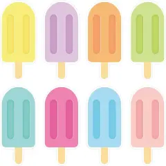 8Pcs Ice Pop Cutouts Summer Ice Lolly Bulletin Board Decor Candy Colorful Popsicle Shape Paper Cut-Outs with 100Pcs Glue Points for DIY Art Craft