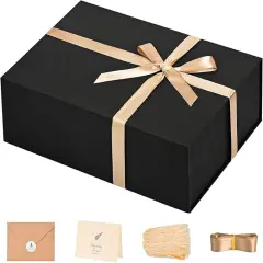 Gift Box 13''x10''x5'' Large Black Mother's Day Gift Boxes with Magnetic Lids Luxury Gifts Box for Mom Groomsman Proposal Contains Card, Ribbon, Filler Birthday Gift Packging