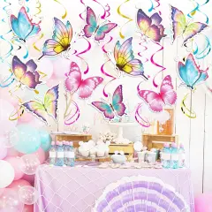 30 Pcs Butterfly Party Decoration Spring Butterfly Hanging Swirl Decoration Spring Summer Butterfly Hanging Ceiling Swirl