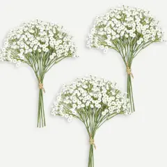 Babys Breath Artificial Flowers, 18 Pcs White Fake Baby Breath Flowers Artificial Bulk Real Touch Faux Gypsophila Bouquets for Wedding Floral Arrangement Party Home Decoration