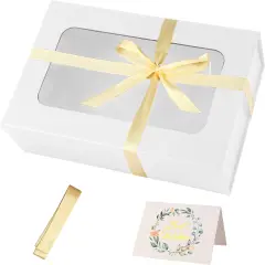 White Large Gift Box with Window, 13.5"x9"x4.3" Bridesmaid Box for Gift Giving,Birthday Gift Box with Magnetic,Closure Lid Gift Box for Presents