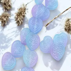 *6* 17mm Crystal Blueberry Luster Floral Heart Beads