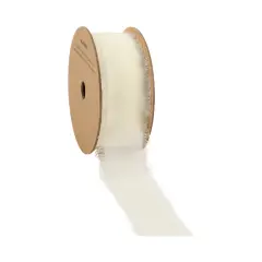 LaRibbons 1 1/2" Frayed Edge Chiffon Ribbon | 10 Yard Roll Cream