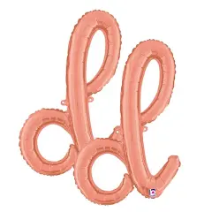 Betallic&reg; 24 inch Script Letter D Rose Gold Air Fill Only Balloon