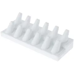 Plymor White Faux Leather 2-Tier Ring Finger Display, Twelve on Rectangular Base, 8.125" W x 3.25" D x 2.5" H