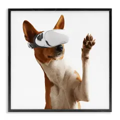 Stupell Industries VR Gamer Dog Framed Giclee Design by CAD Designs