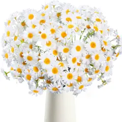 Artificial Flowers, Silk Daisy, Artificial Gerber Daisy for Home Decoration, Artificial Daisy for Wedding Decoration (White)