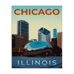 Stupell Industries Chicago Bean Landmark Canvas Design by Victoria Barnes