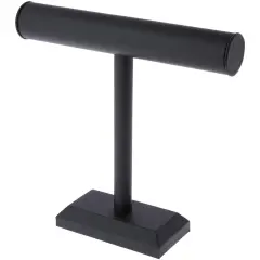 Plymor Black Faux Leather T-Bar Necklace Display Stand, 12" W x 12" H
