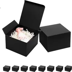 Black Gift Boxes with Lids 6x6x4 Inches 10 Pack Groomsmen Proposal Cardboard Craft Small Gift Box for Christmas, Wedding, Graduation, Holiday, Birthday Presents Packaging