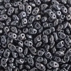 Matubo 2-Hole Czech Glass Opaque Superduo Beads, 100g Jet/ Hematite