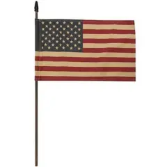 18" Tea stained USA Flag Pick with Grey Wooden Dowel Ideal Decorative Piece for Any Home or Garden